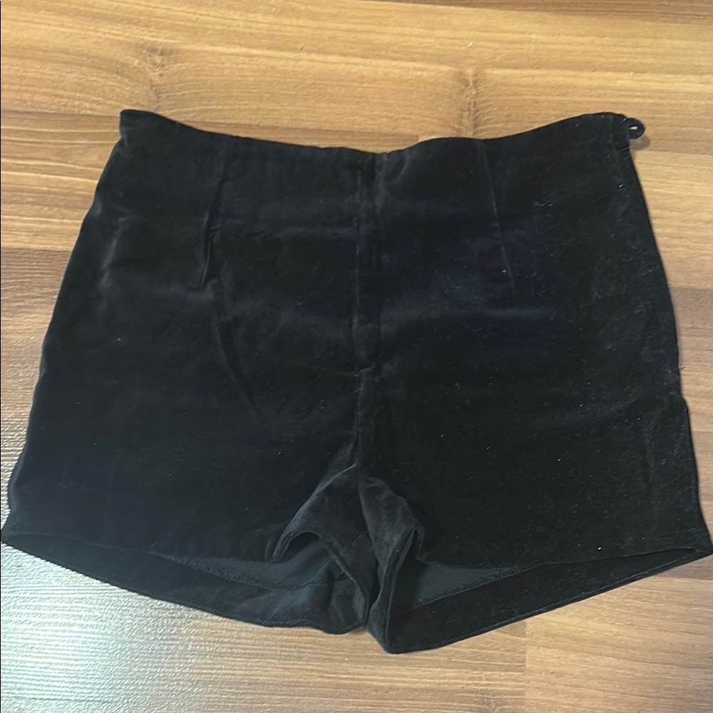 Women's Black Velvet Shorts